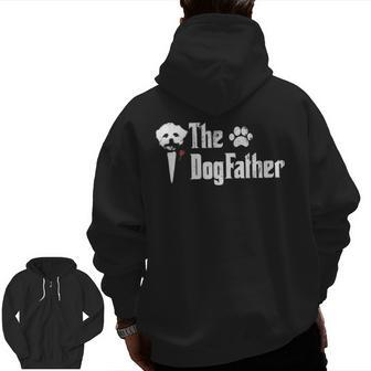 The Dogfather Maltese Dog Dad Father's Day Zip Up Hoodie Back Print | Mazezy