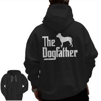 The Dogfather Pitbull Dog Dad Best Dog Daddy Ever Zip Up Hoodie Back Print | Mazezy