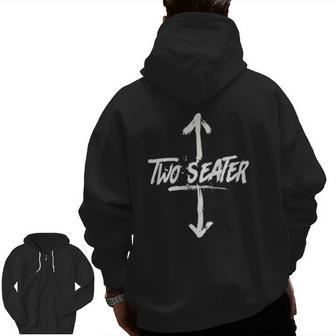 Dolphintee Two Seater Gag Dad Joke Zip Up Hoodie Back Print | Mazezy
