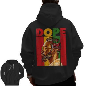 Dope Black Dad Junenth Father's Day African King Zip Up Hoodie Back Print | Mazezy DE