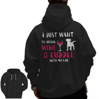 Drink Wine And Cuddle Zip Up Hoodie Back Print | Mazezy CA