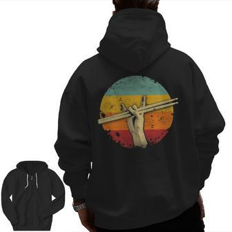 Drummer Drum Sticks Percussion Lover Rock Zip Up Hoodie Back Print | Mazezy
