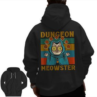 Dungeon Meowster Nerdy Halloween Cat Dad Zip Up Hoodie Back Print | Mazezy