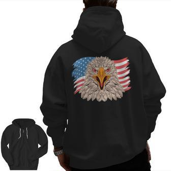 Eagle Patriotic Veteran 4Th Of July Usa Flag Veteran Zip Up Hoodie Back Print | Mazezy