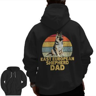 East European Shepherd Dog Dad Retro Dogs Lover & Owner Zip Up Hoodie Back Print | Mazezy