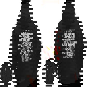 Electrician I'm A Dad And An Electrician Nothing Scares Me American Flag Zip Up Hoodie Back Print | Mazezy