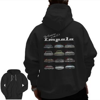 Evolution Of The 60S Impala 1960 Hot Rod Muscle Car Mashup Zip Up Hoodie Back Print | Mazezy