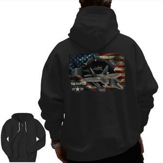 F22 Raptor Air Force Military Veteran Pride Us Flagusaf Zip Up Hoodie Back Print | Mazezy AU
