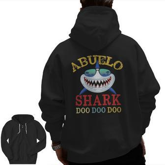 Family 365 Abuelo Shark Tee Father's Day Men Zip Up Hoodie Back Print | Mazezy