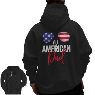 Family Matching 4Th Of July Men Dad American Flag Zip Up Hoodie Back Print | Mazezy