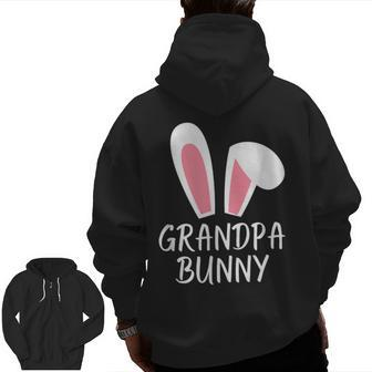 Family Matching Happy Easter Day Bunny Grandpa Zip Up Hoodie Back Print | Mazezy