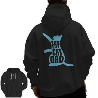 Fat Cat Dad Father's Day Chubby Chonk Daddy Fun 80S Style Zip Up Hoodie Back Print | Mazezy UK