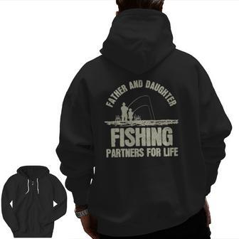 Father & Daughter Fishing Partners Father's Day Zip Up Hoodie Back Print | Mazezy