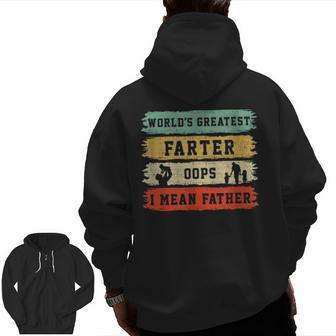 Father Day Best Dad Father Daddy Hero Number One Dad Zip Up Hoodie Back Print | Mazezy