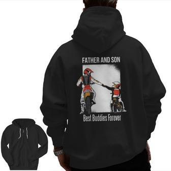 Father And Son Best Buddies Forever Fist Bump Dirt Bike Zip Up Hoodie Back Print | Mazezy UK