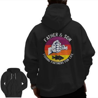 Father Son Fishing Partners For Life Father's Day Sarcastic Zip Up Hoodie Back Print | Mazezy