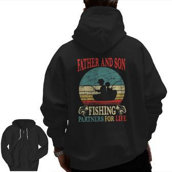 Father Son Fishing Partners For Life Vintage Dad Matching Zip Up Hoodie Back Print | Mazezy