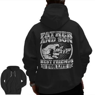Father And Son Matching Family Dad Fist Bump Zip Up Hoodie Back Print | Mazezy