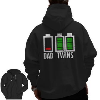 Father Of Twins Low Energy Twin Fatherhood Zip Up Hoodie Back Print | Mazezy