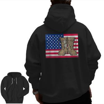 Father Veterans Day My Favorite Veteran Is My Dad Proud Son Zip Up Hoodie Back Print | Mazezy
