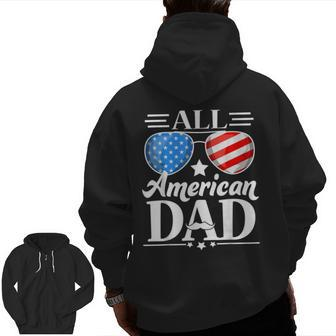 Fathers Day All American Patriot Usa Dad Zip Up Hoodie Back Print | Mazezy