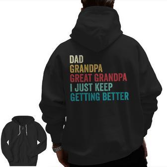 Fathers Day Grandpa From Grandkids Dad Great Grandpa Zip Up Hoodie Back Print | Mazezy
