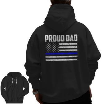 Fathers Day Police Officer Dad Police Zip Up Hoodie Back Print | Mazezy