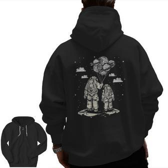 Father's Day Space Science Astronomy Lover Dad Son Astronaut Zip Up Hoodie Back Print | Mazezy AU