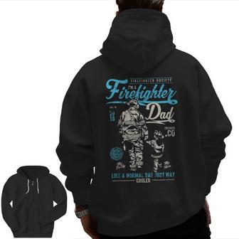 Firefighter Father's Day Retro Dad Xmas Zip Up Hoodie Back Print | Mazezy UK