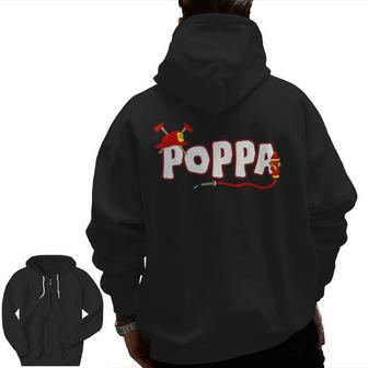 Firefighter Grandpa Fire Department Hydrant Poppa Zip Up Hoodie Back Print | Mazezy