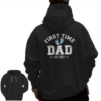 First Time Dad 2022 Pregnancy Announcement Zip Up Hoodie Back Print | Mazezy