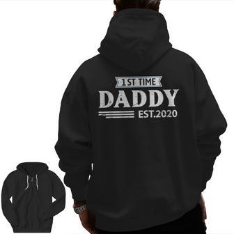 First Time Dad Est 2020 Best Husband To Be New Father Zip Up Hoodie Back Print | Mazezy DE