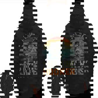 Fishing Full Time Dad Part Time Hooker Vintage Retro Zip Up Hoodie Back Print | Mazezy