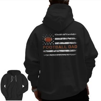 Football Papa Best Dad Ever Fatherhood Daddy Fathers Day Zip Up Hoodie Back Print | Mazezy