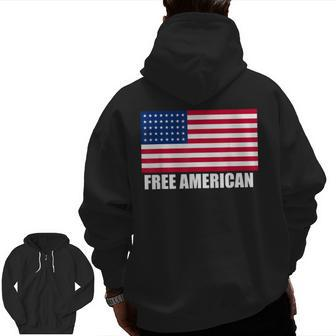 Free American Usa Flag Support America Military Veteran Zip Up Hoodie Back Print | Mazezy