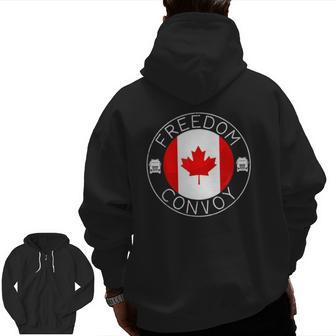 Freedom Convoy 2022 Canadian Flag Trucker Maple Leaf Zip Up Hoodie Back Print | Mazezy