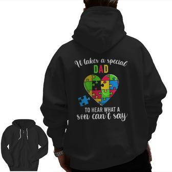 Fun Heart Puzzle S Dad Autism Awareness Family Support Zip Up Hoodie Back Print | Mazezy UK