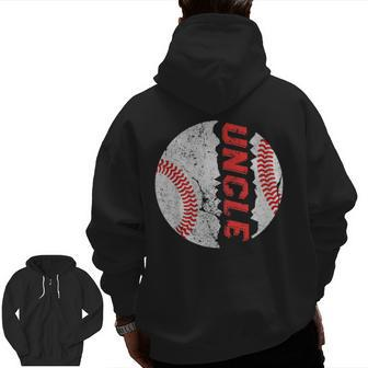 Ball Uncle Softball Baseball Bday Graphic Fathers Day Zip Up Hoodie Back Print | Mazezy CA