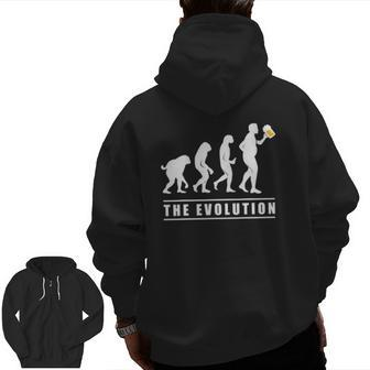 Beer The Human Evolution Tee For Dad Zip Up Hoodie Back Print | Mazezy