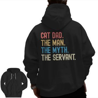 Cat Dad Fathers Day Vintage Ever Cat Lover Daddy Retro Zip Up Hoodie Back Print | Mazezy
