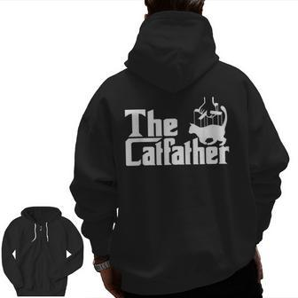 The Catfather Kitten Dad Summer For Pet Lovers Zip Up Hoodie Back Print | Mazezy