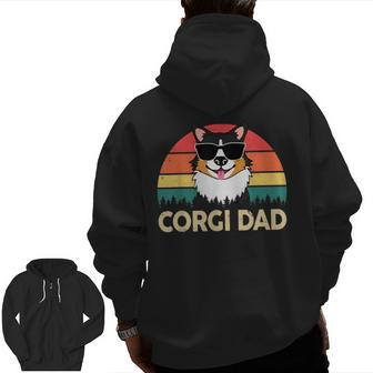 Corgi Dad Pembroke Welsh Tricolor Corgi For Lover Zip Up Hoodie Back Print | Mazezy