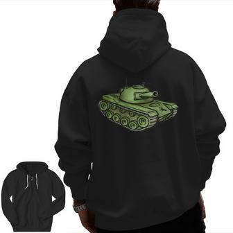 Dad Joke With Army Tank Humorous For Dad Zip Up Hoodie Back Print | Mazezy