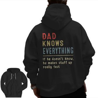 Dad For Dad Knows Everything Zip Up Hoodie Back Print | Mazezy
