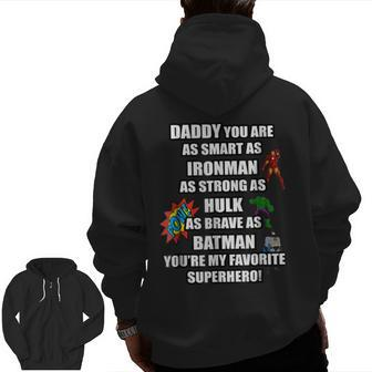 For Dad The Superhero Best For Father Zip Up Hoodie Back Print | Mazezy