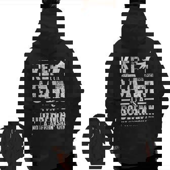 Doberman Art Doberman Pinscher Dog Walker Zip Up Hoodie Back Print | Mazezy
