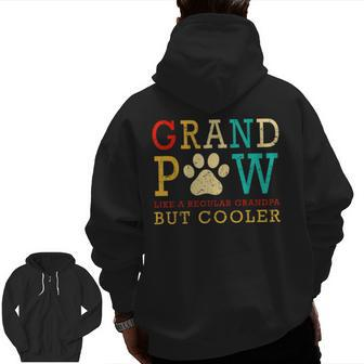 Dog Grand Paw Doggy Puppy Lover Grandpa Vintage Zip Up Hoodie Back Print | Mazezy