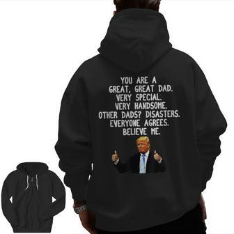 Donald Trump Father's Day Gag Conservative Dad Zip Up Hoodie Back Print | Mazezy