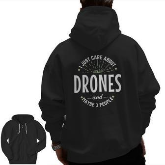 Drones For Men Dad Fathers Day Zip Up Hoodie Back Print | Mazezy