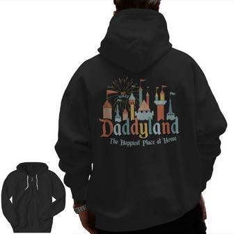 Father's Day Daddyland Papa Dad Zip Up Hoodie Back Print | Mazezy
